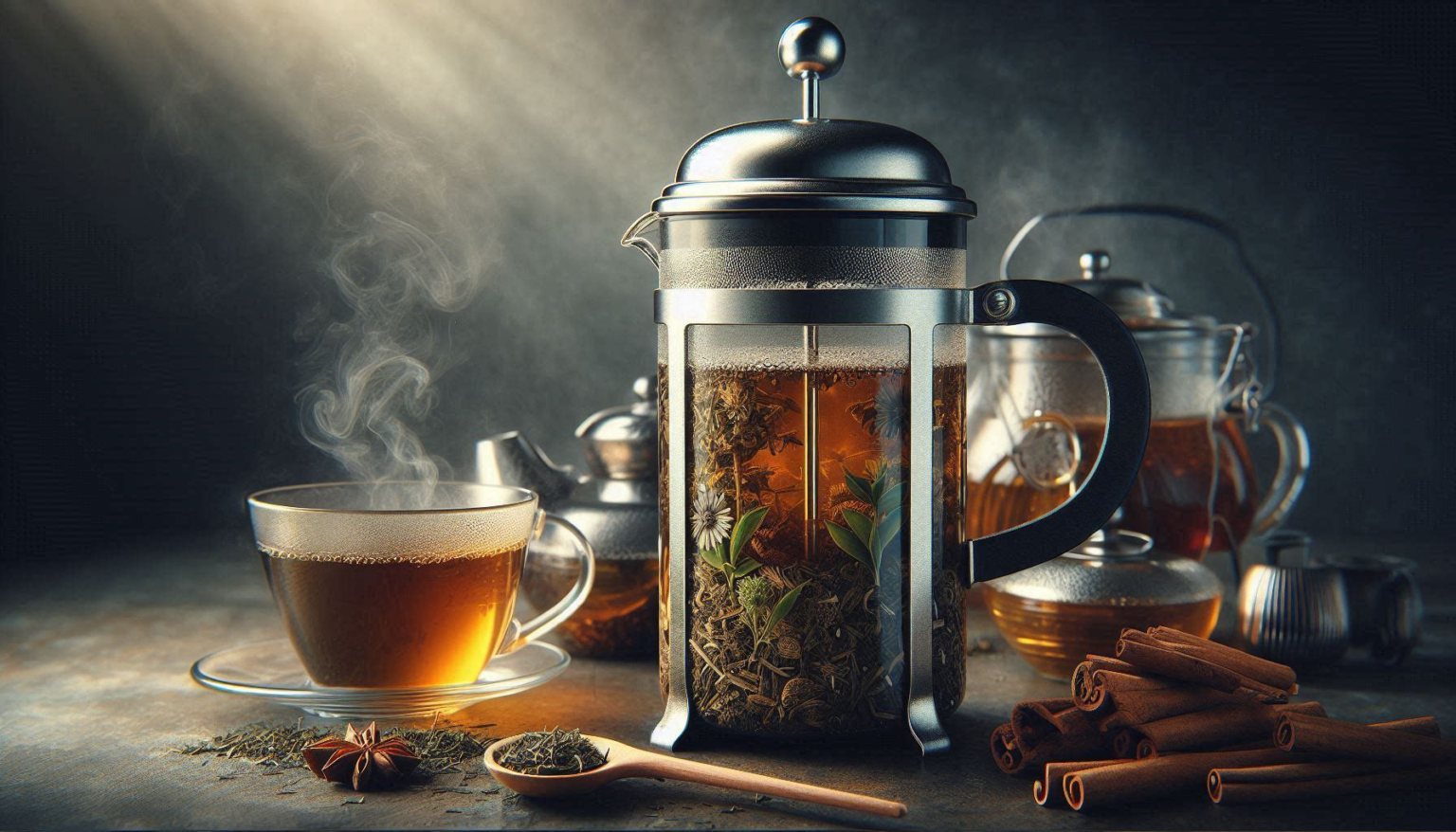 Use a French press for a strong and flavorful herbal tea