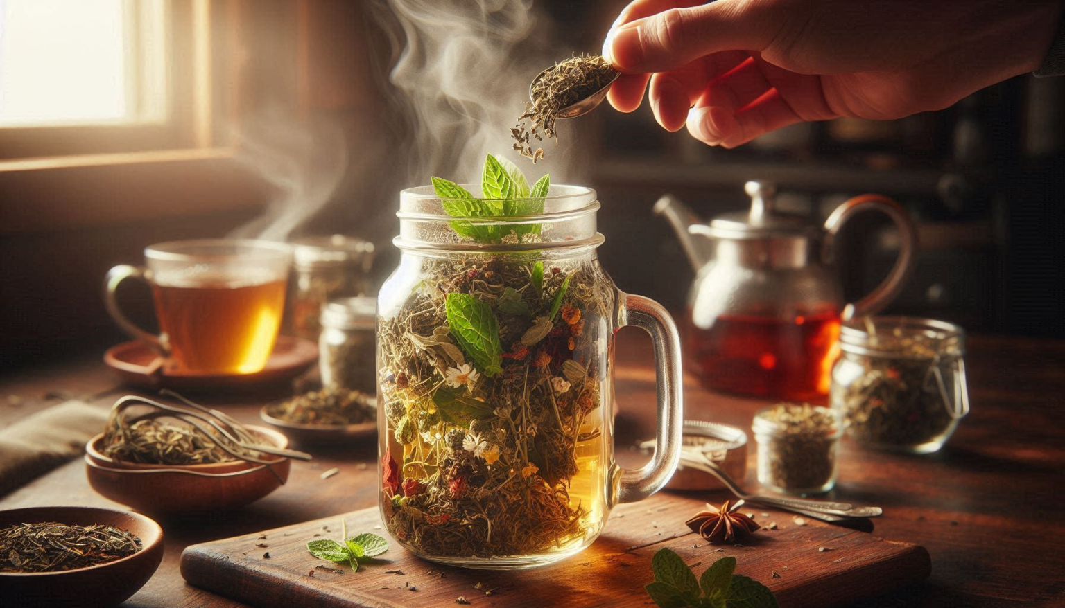 Brew herbal tea effortlessly using a mason jar