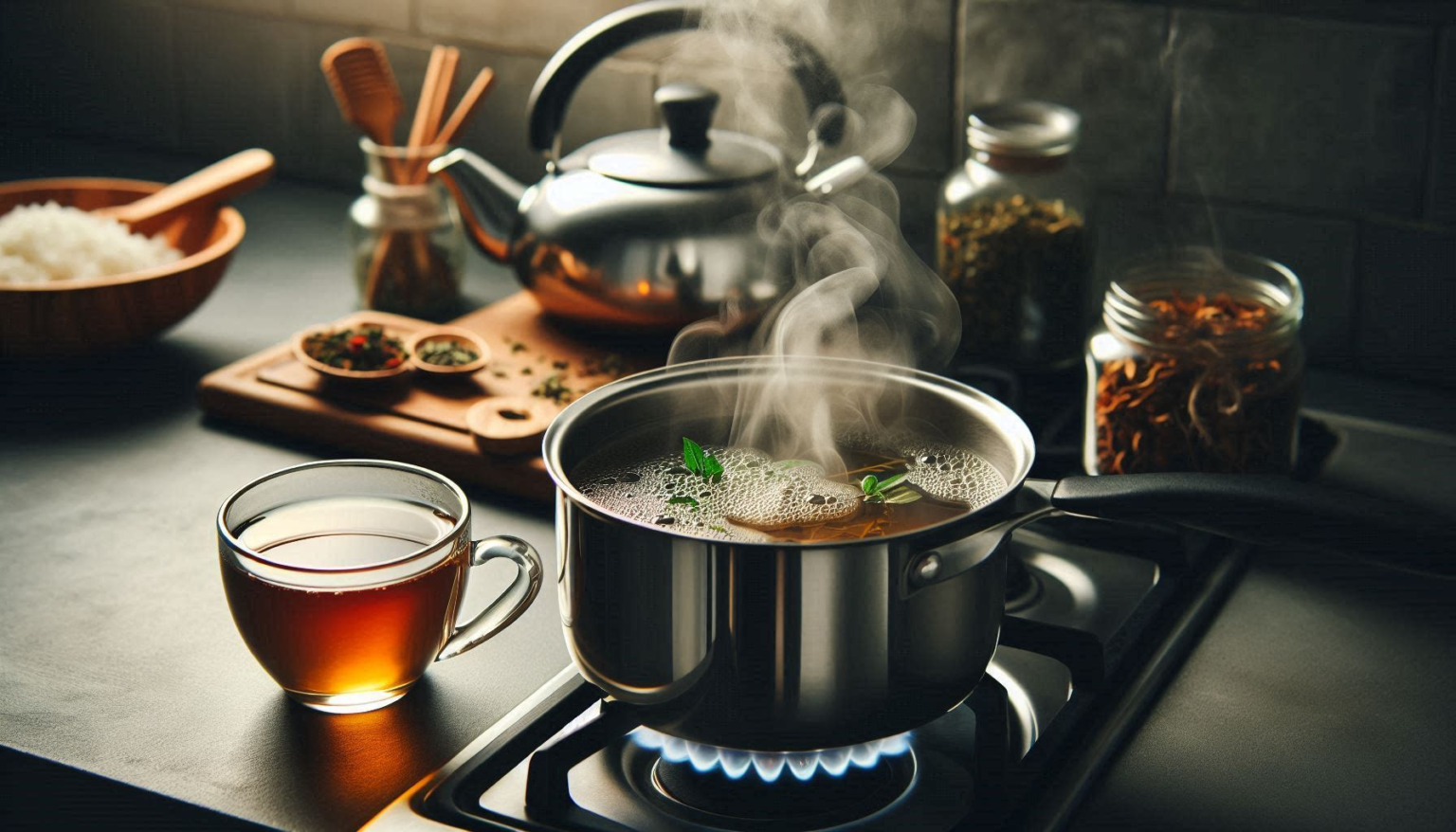 Simmer your herbal tea in a saucepan for a warm, soothing brew